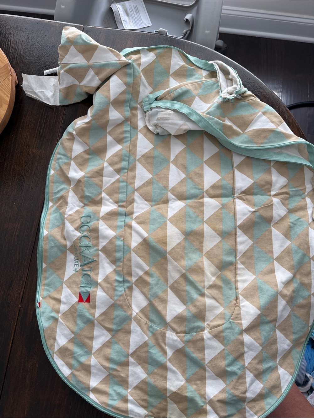 Moulin Roty Mint & Tan Geometric Baby dockatot cover